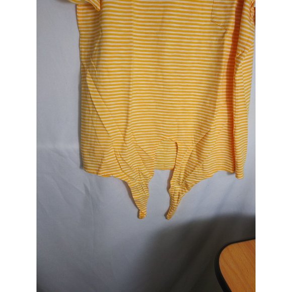 J.Crew Striped Yellow And White Tie-Waist Pocket Top Size Medium NWT - Picture 3 of 5